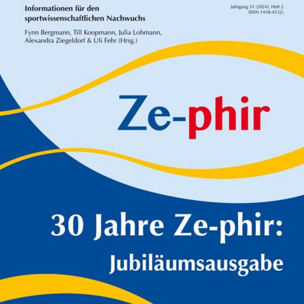 Zeitschriftentitel "Ze-phir: Jubiläumsausgabe, 30 Jahre" mit blau-gelbem Wellenmuster.